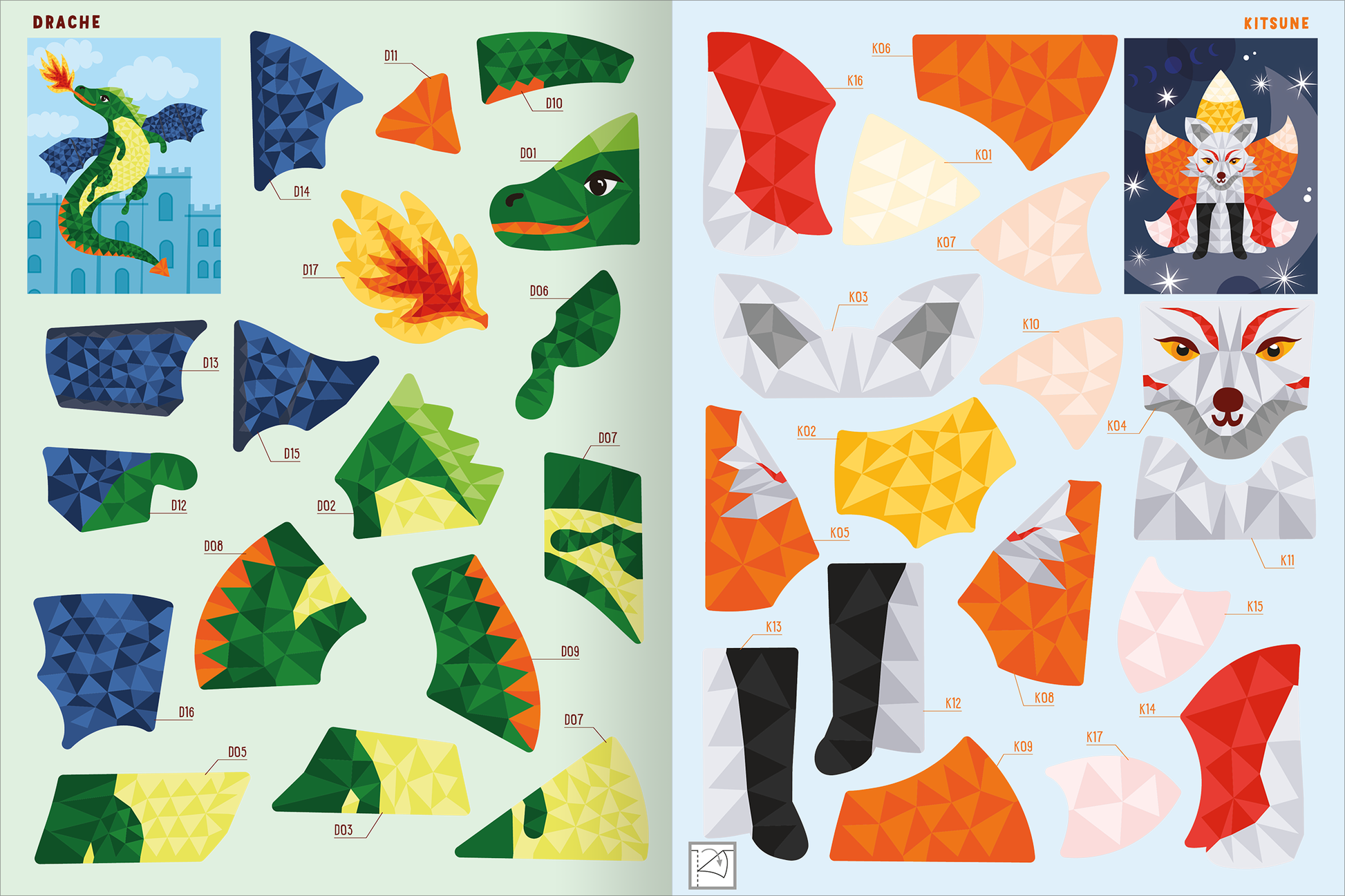 Gezeigt wird eine Innen- oder Zusatzansicht von „Mein Mosaik-Stickerbuch – Fabelwesen“.