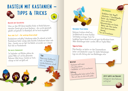 Gezeigt wird eine Innen- oder Zusatzansicht von „Mein Kastanien-Bastelbuch“.