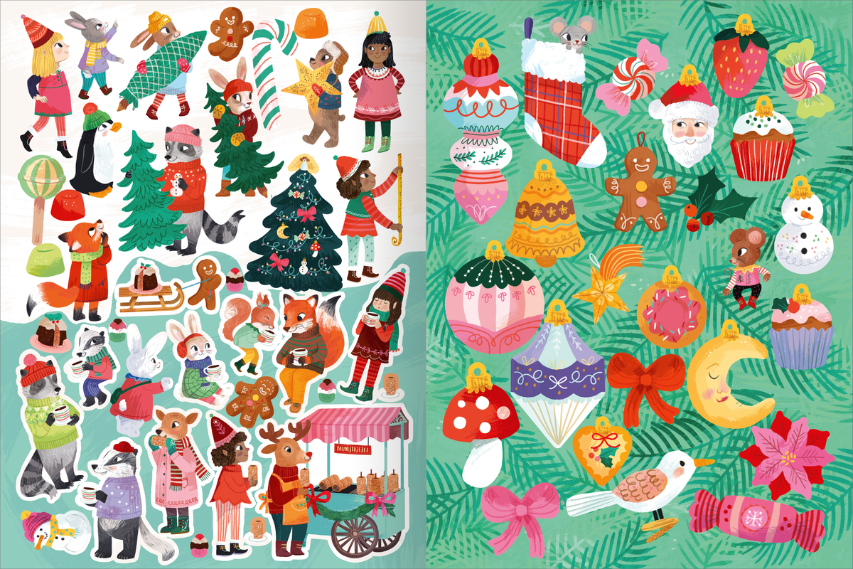 Gezeigt wird eine Innen- oder Zusatzansicht von „Mein Lieblings-Stickerbuch – Winterzeit“.