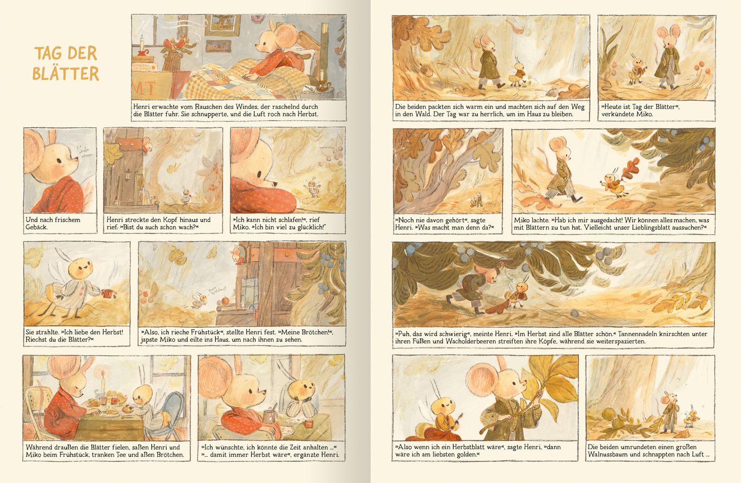 Gezeigt wird eine Innen- oder Zusatzansicht von „Henri &amp; Miko – Im Herbst“.