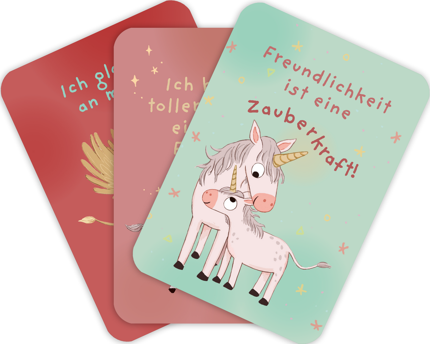 Gezeigt wird eine Innen- oder Zusatzansicht von „Ein Einhorn namens Oktober – Mutmachkarten “.