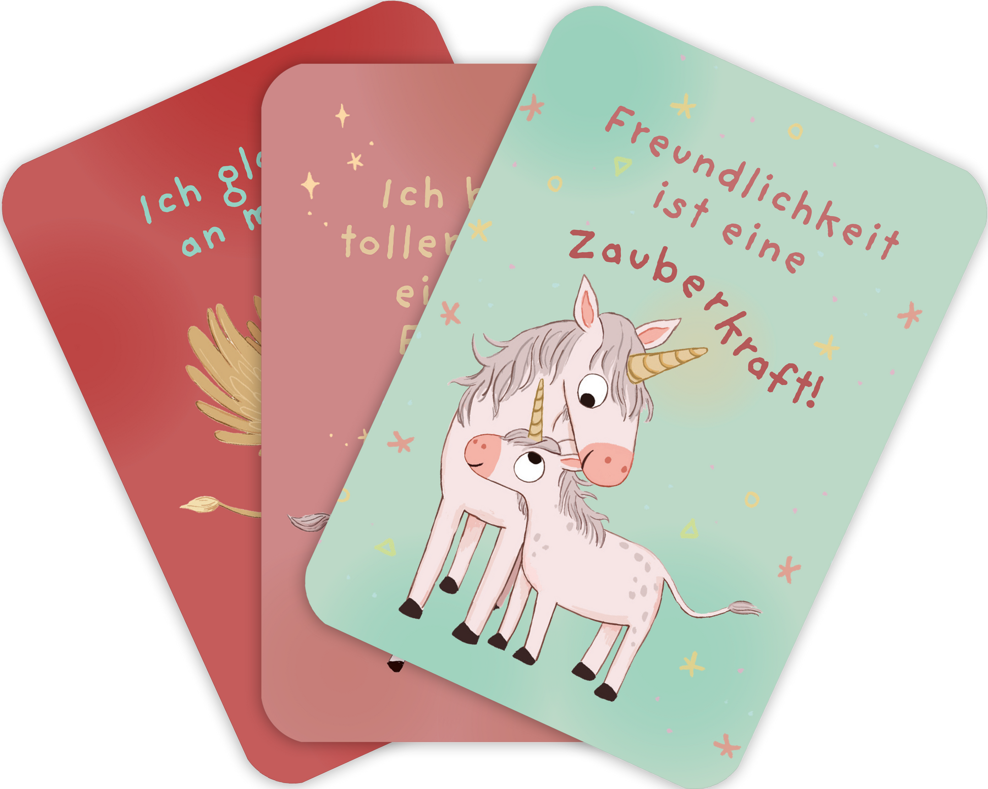 Gezeigt wird eine Innen- oder Zusatzansicht von „Ein Einhorn namens Oktober – Mutmachkarten “.