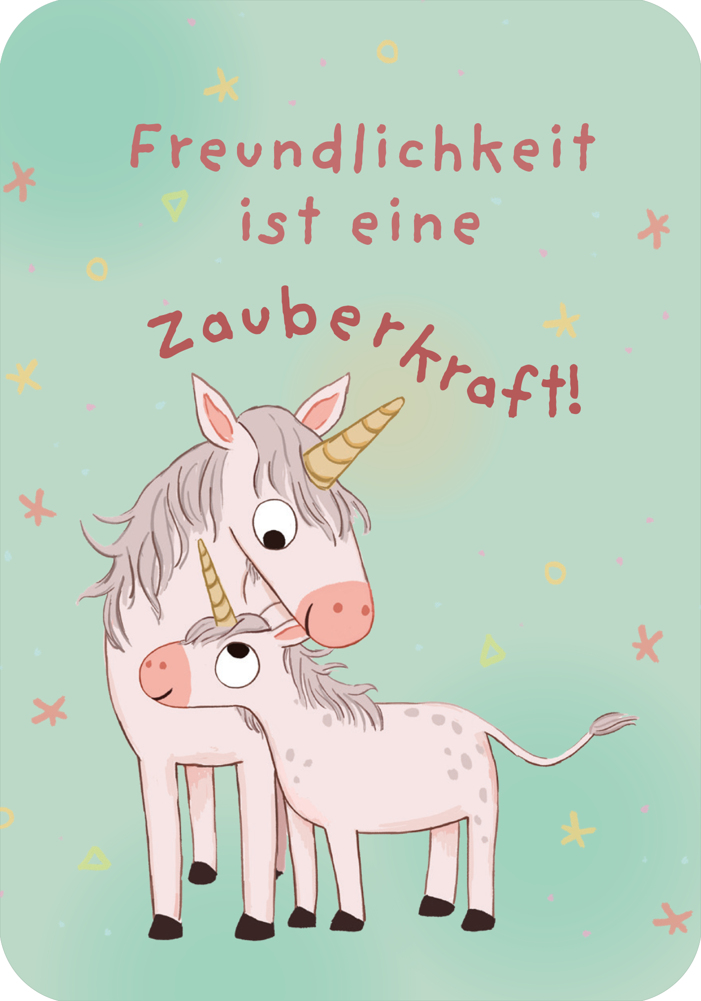 Gezeigt wird eine Innen- oder Zusatzansicht von „Ein Einhorn namens Oktober – Mutmachkarten “.