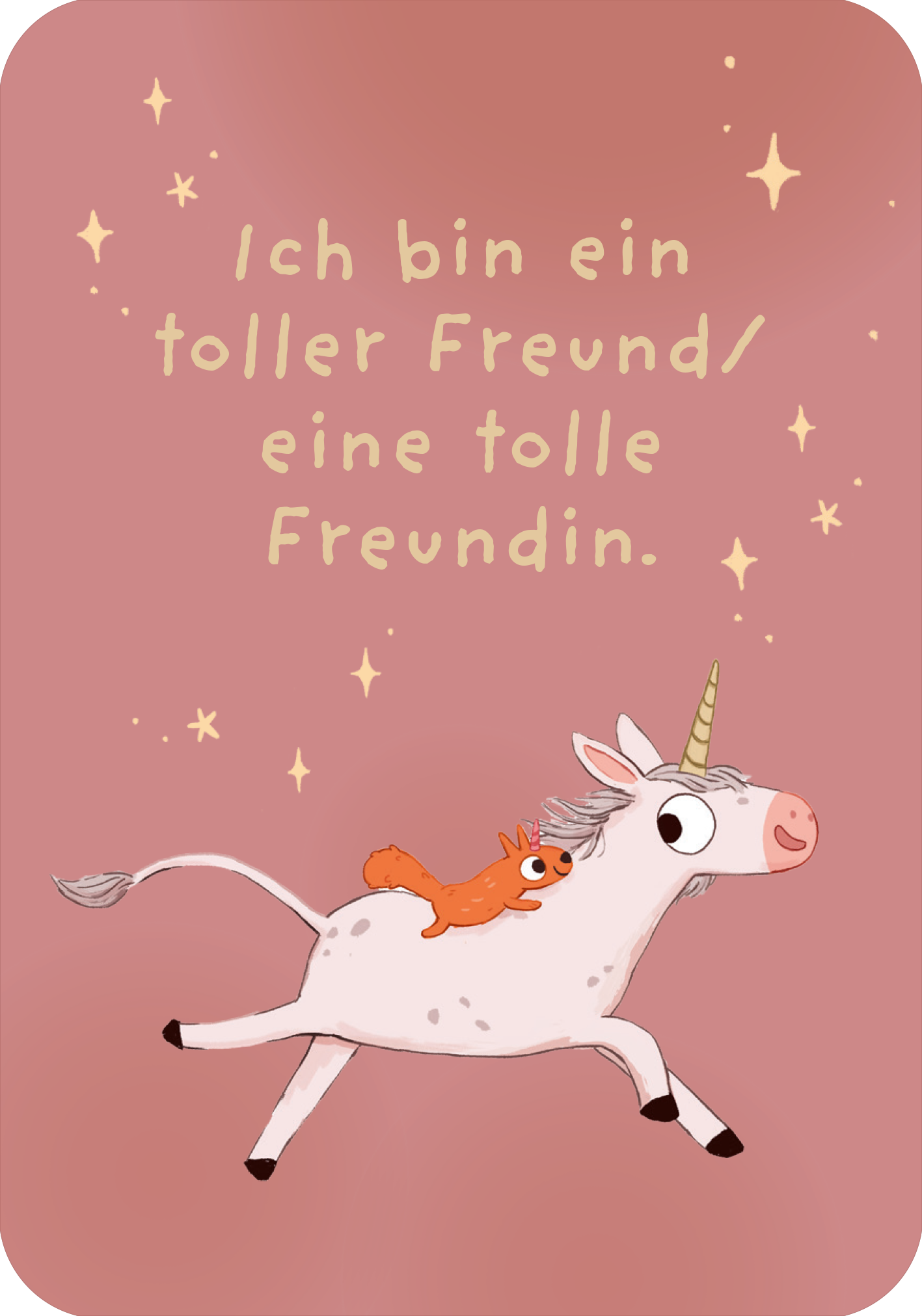 Gezeigt wird eine Innen- oder Zusatzansicht von „Ein Einhorn namens Oktober – Mutmachkarten “.
