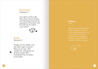 Gezeigt wird eine Innen- oder Zusatzansicht von „Mein Schatz (Substantiv, m)“.