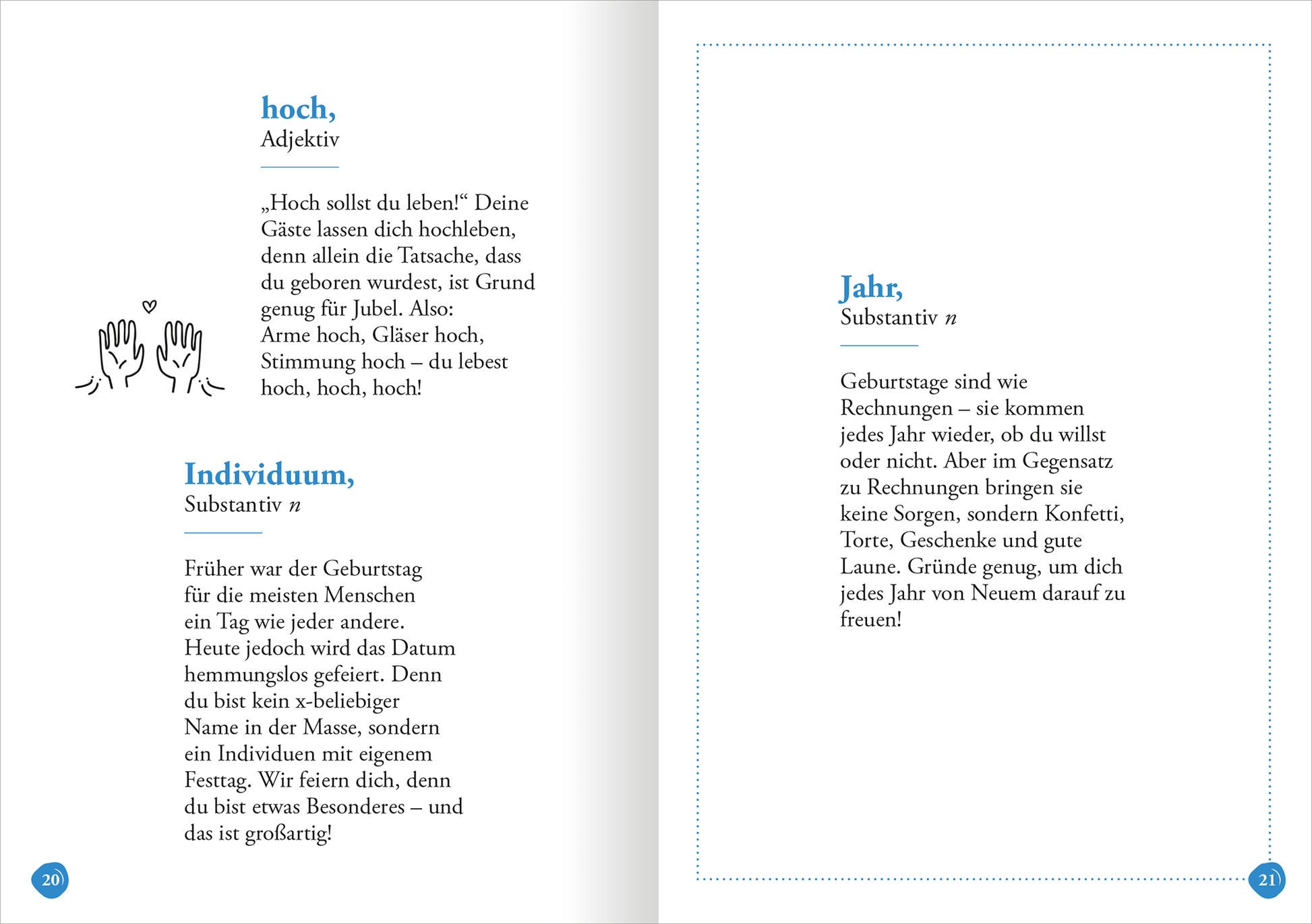 Gezeigt wird eine Innen- oder Zusatzansicht von „Geburtstag (Substantiv, m)“.