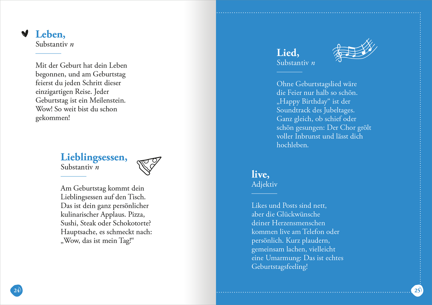 Gezeigt wird eine Innen- oder Zusatzansicht von „Geburtstag (Substantiv, m)“.