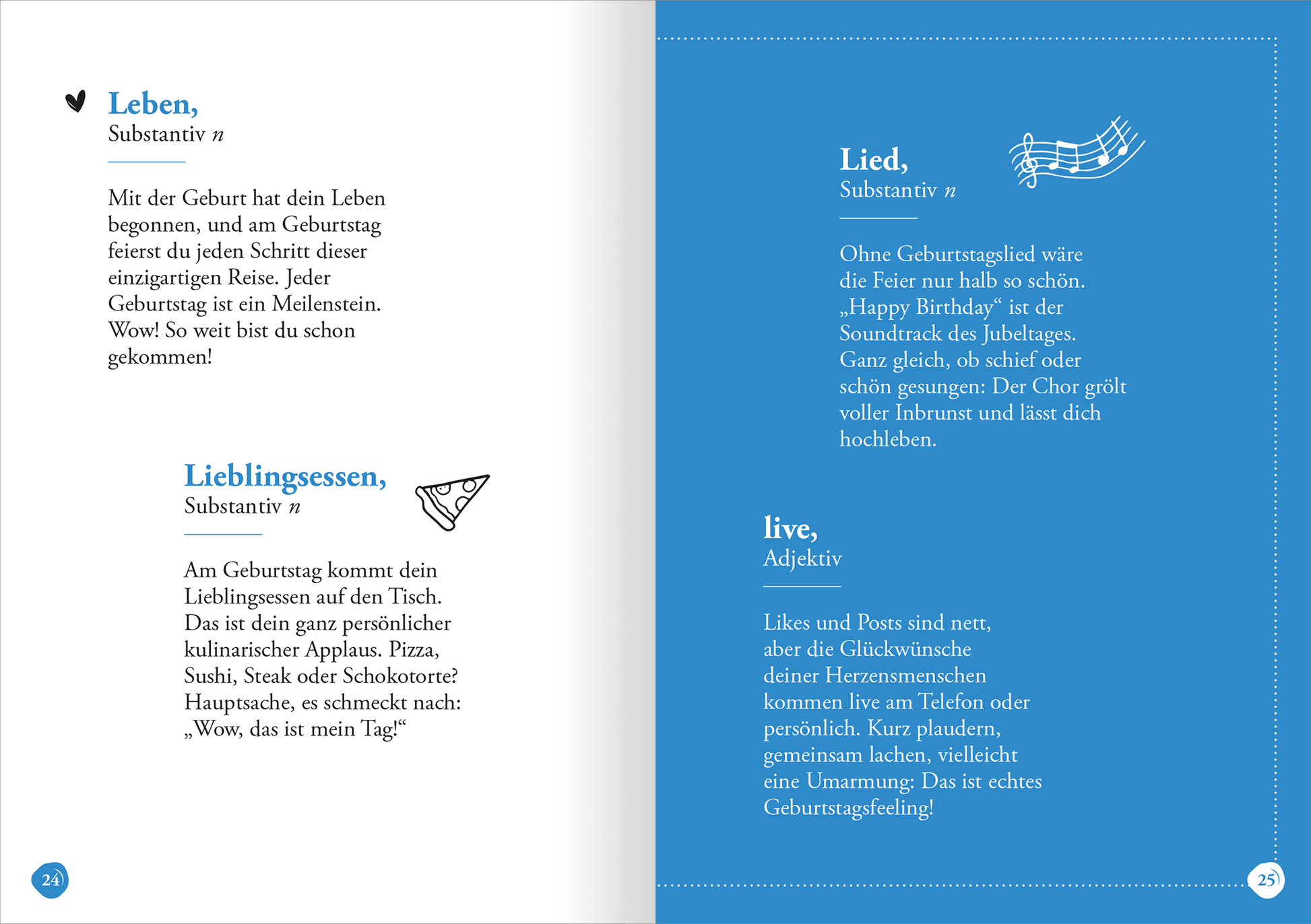 Gezeigt wird eine Innen- oder Zusatzansicht von „Geburtstag (Substantiv, m)“.