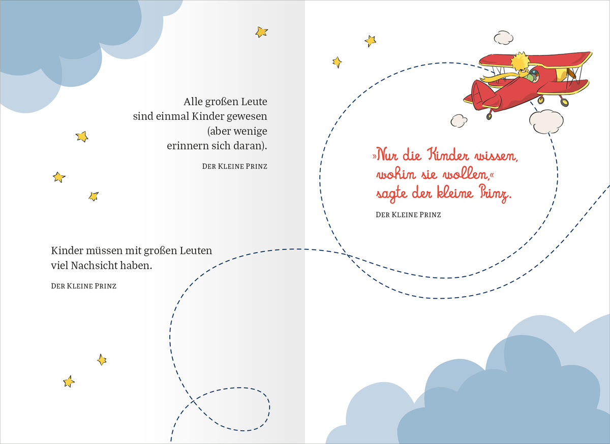 Gezeigt wird eine Innen- oder Zusatzansicht von „Der Kleine Prinz. Von mir für dich“.
