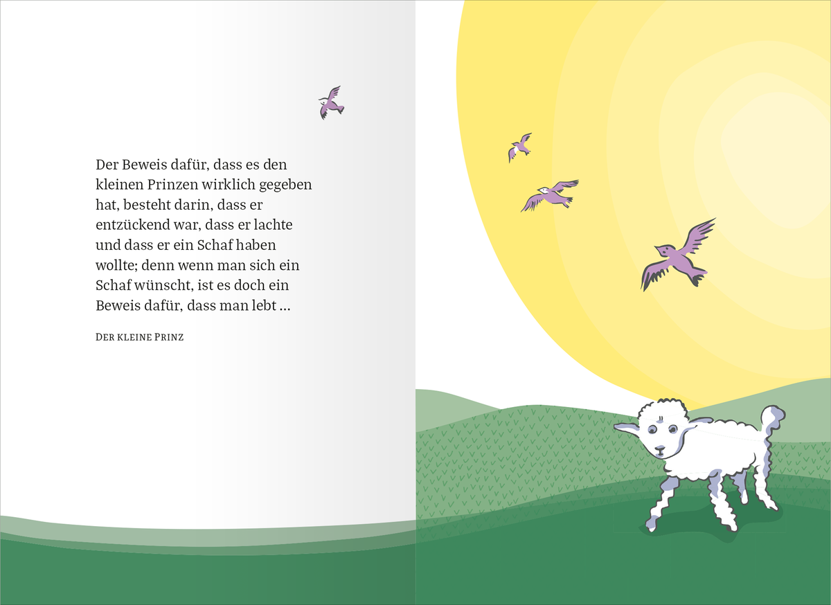 Gezeigt wird eine Innen- oder Zusatzansicht von „Der Kleine Prinz. Von mir für dich“.
