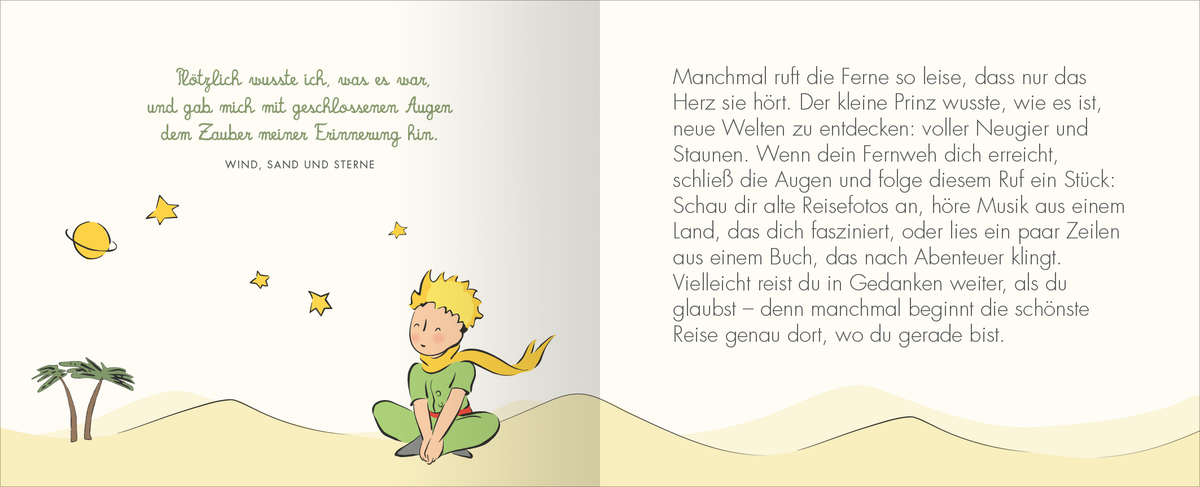 Gezeigt wird eine Innen- oder Zusatzansicht von „Glücksbotschaften vom kleinen Prinzen“.