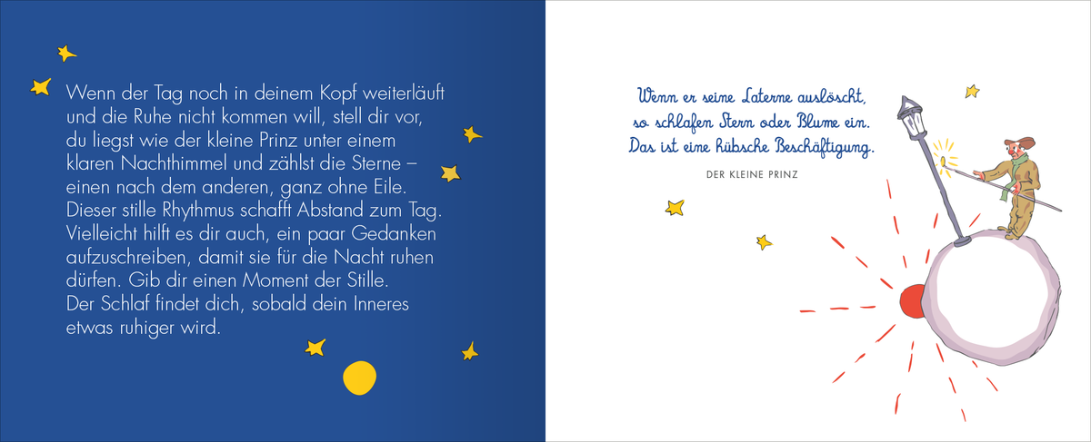 Gezeigt wird eine Innen- oder Zusatzansicht von „Glücksbotschaften vom kleinen Prinzen“.
