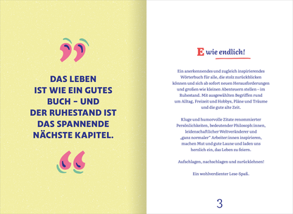 Gezeigt wird eine Innen- oder Zusatzansicht von „Wörterbuch für den Ruhestand“.
