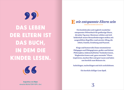 Gezeigt wird eine Innen- oder Zusatzansicht von „Wörterbuch für entspannte Eltern“.