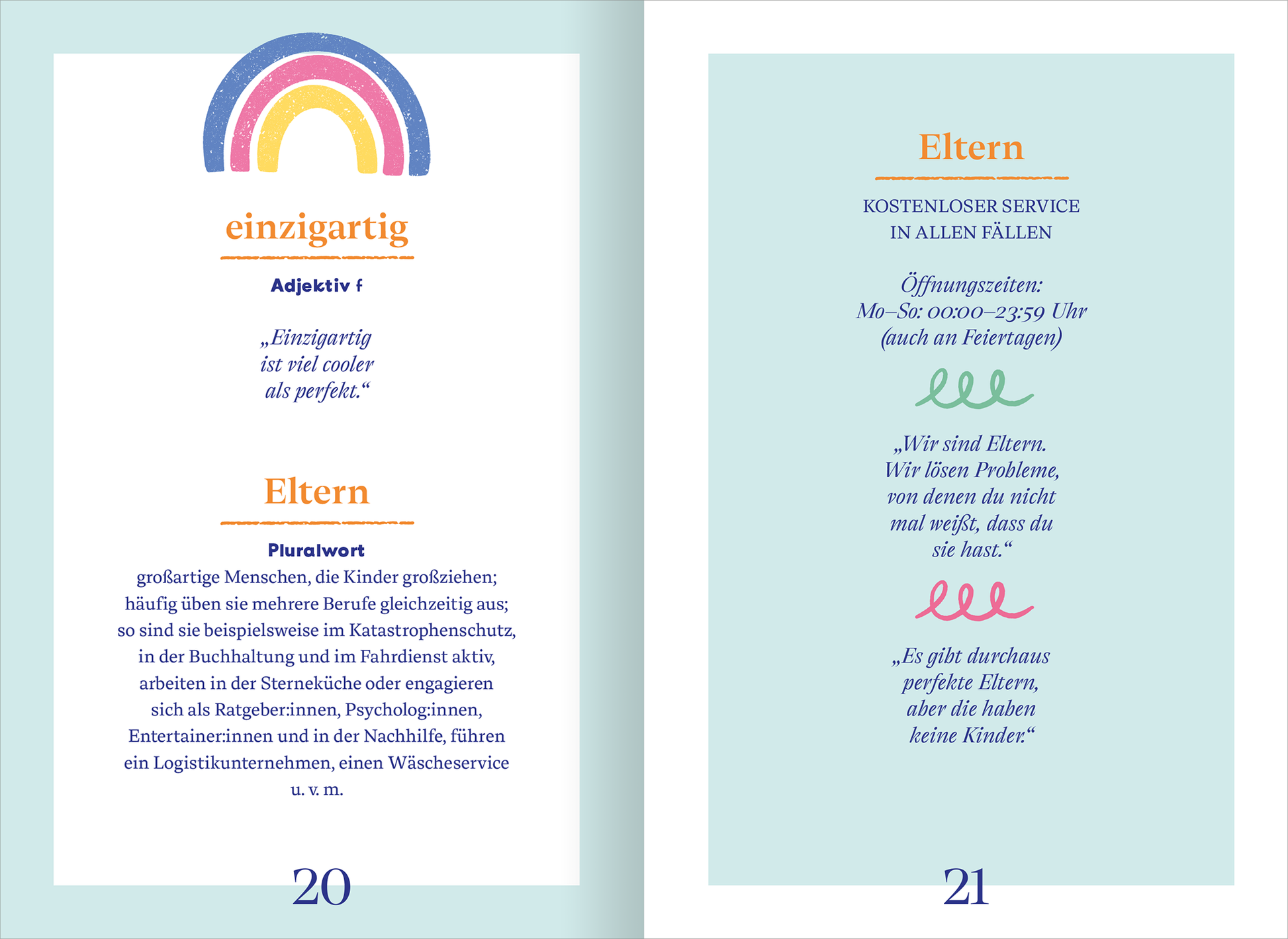 Gezeigt wird eine Innen- oder Zusatzansicht von „Wörterbuch für entspannte Eltern“.