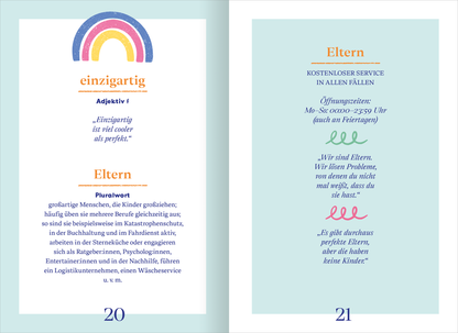Gezeigt wird eine Innen- oder Zusatzansicht von „Wörterbuch für entspannte Eltern“.