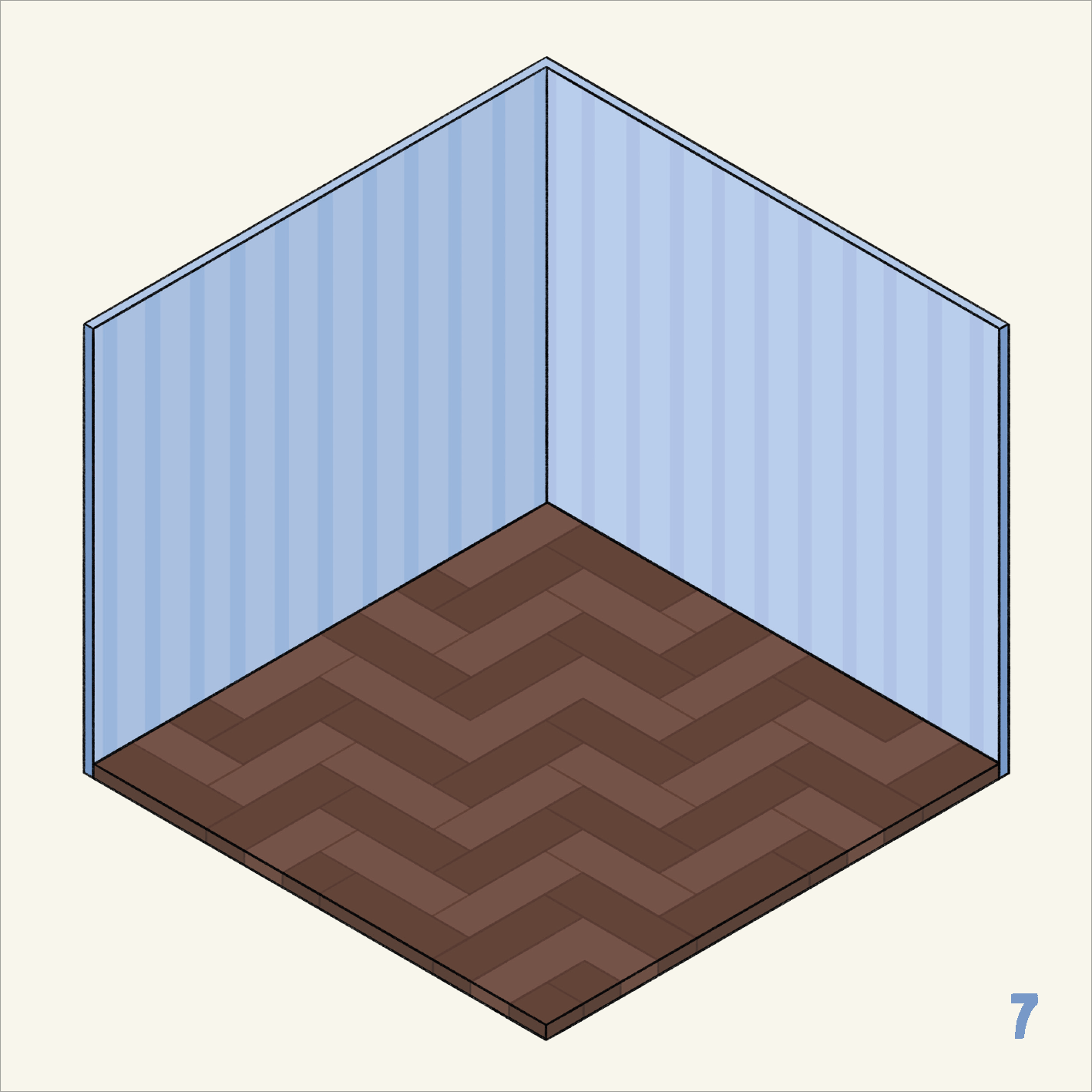 Gezeigt wird eine Innen- oder Zusatzansicht von „Mein 3D-Stickerhaus – Cozy Zuhause“.