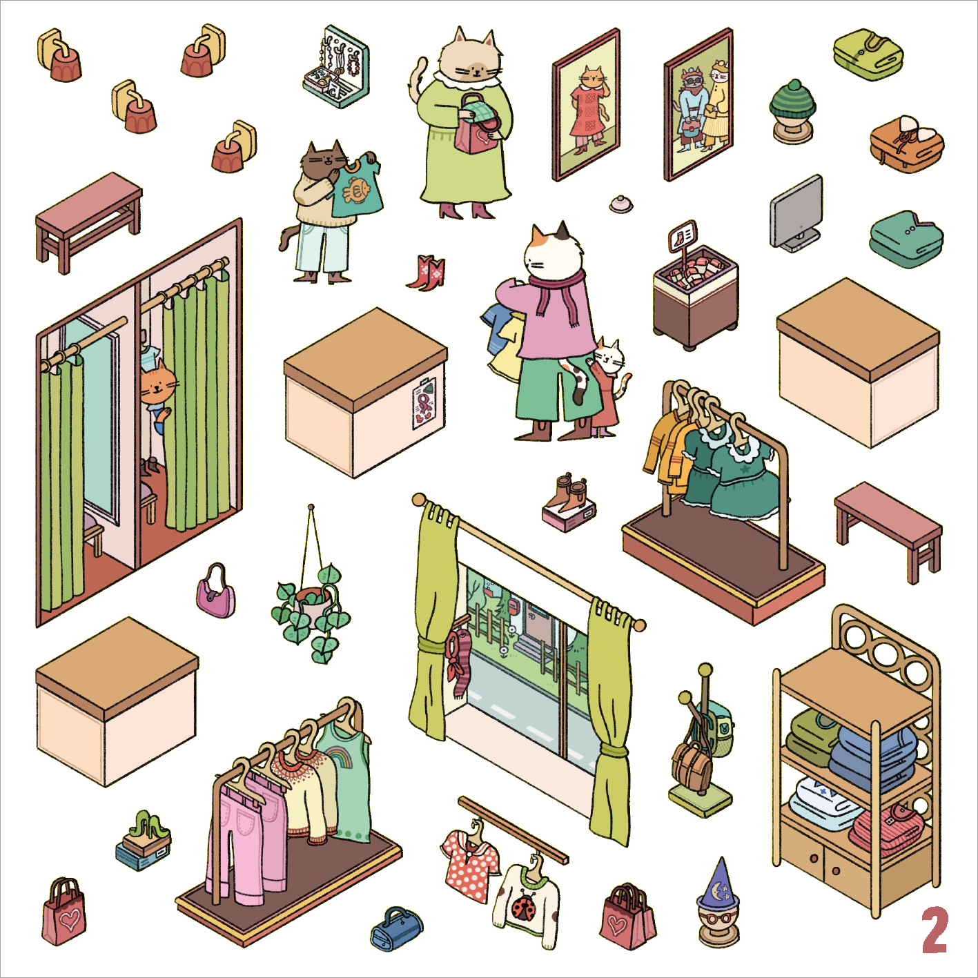 Gezeigt wird eine Innen- oder Zusatzansicht von „Mein 3D-Stickerhaus – Cozy Stadtbummel“.