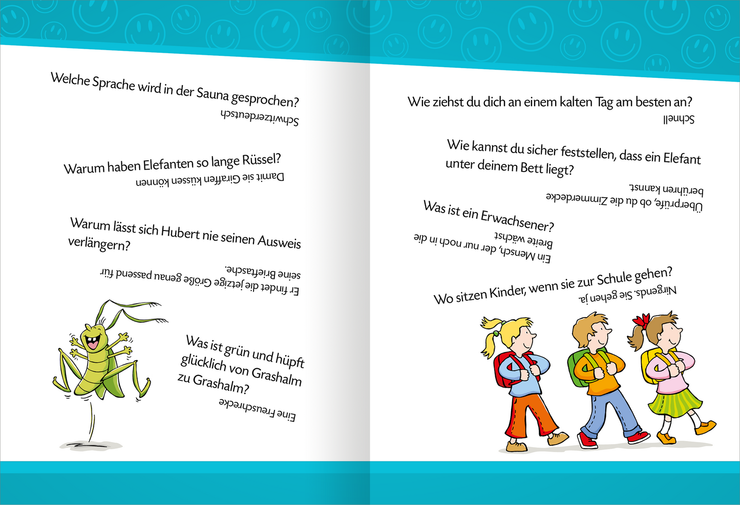 Gezeigt wird eine Innen- oder Zusatzansicht von „Die besten Scherzfragen“.