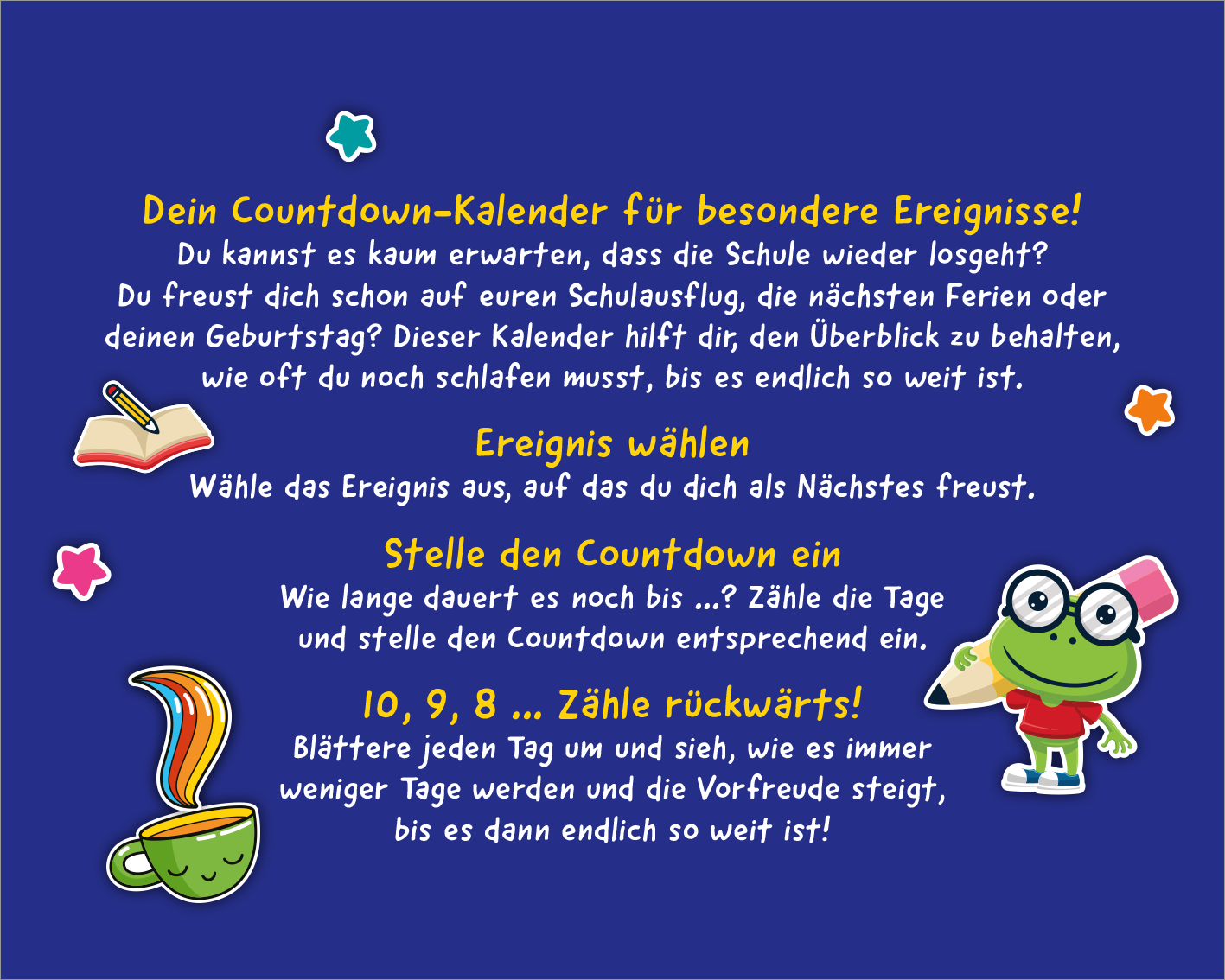 Gezeigt wird eine Innen- oder Zusatzansicht von „Der große Countdown-Spaß für die Schule“.