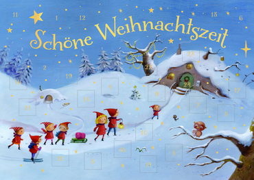 Mini-Adventskalender mit Umschlag zum Verschicken mit zauberhaften Wichteln - WWS